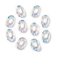 Electroplate Glass Linking Rings, Crystal Cosmic Ring, Prism Ring, Faceted, Back Plated, Oval, WhiteSmoke, 20x13x4~5mm, Inner Diameter: 10x5.3mm(GLAA-A008-08C)