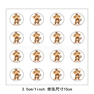 8Pcs Plastic Waterproof Self-Adhesive Picture Stickers, Round Dot Cartoon Decals for Kid's Art Craft, Monkey, 150x150mm, Sticker: 25mm, 8 pcs/set(DIY-WH0428-135)