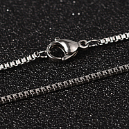 304 Stainless Steel Box Chain Necklaces, with Lobster Claw Clasps, Stainless Steel Color, 17.7 inch(45cm), 1.5mm(NJEW-O096-08P)