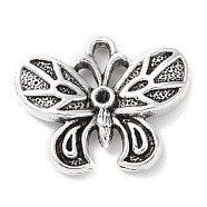 Tibetan Style Alloy Pendant Rhinestone Settings, Butterfly, Antique Silver, Fit for 1.4mm Rhinestone, 17x20.5x3mm, Hole: 1.5mm, about 276pcs/500g(PALLOY-P293-002AS)