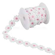 Nbeads Daisy Polyester Ribbons, Garment Accessories, with Plastic Empty Spools, Hot Pink, 1"(25mm), about 7yards(FIND-NB0001-30B)