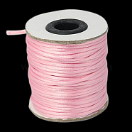 Nylon Cord, Satin Rattail Cord, for Beading Jewelry Making, Chinese Knotting, Pink, 2mm, about 50yards/roll(150 feet/roll)(NWIR-A003-20)