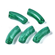 Acrylic Beads, Imitation Gemstone, Curved Tube, Green, 34.5x13x11mm, Hole: 3.5mm, about 155pcs/500g(SACR-S678-069)