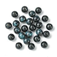 25Pcs Round Imitation Cat Eye Resin Beads, with Glitter Powder, Midnight Blue, 8mm, Hole: 1.6~1.8mm(RESI-FS0001-65G)