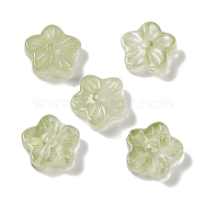 Baking Paint Glass Beads, Flower, Dark Sea Green, 12.5x13x4.5mm, Hole: 1.2mm(GLAA-S202-06F)