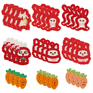 36Pcs 9 Styles Easter Rabbit & Carrot Yarn Knitted Appliques, Polyester Computerized Embroidery Cloth Sew on Ornament Accessories, Mixed Color, 28~61x15~42x3~3.5mm, 4pcs/style(PATC-FG0001-76)