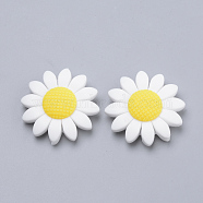 Food Grade Eco-Friendly Silicone Focal Beads, Chewing Beads For Teethers, DIY Nursing Necklaces Making, Sunflower, White, 40x10mm, Hole: 3mm(SIL-Q011-02A)