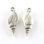 Spiral Shell Tibetan Style Alloy Pendants, Cadmium Free & Lead Free, Antique Silver, 24x8.5x4.5mm, Hole: 1.5mm, about 560pcs/1000g(TIBEP-R344-40AS-LF)