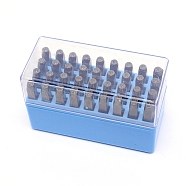 Chromium Stamps, Including Letter A~Z and Number, Blue, 62x7x7mm, 36pcs/box(AJEW-WH0126-60A)