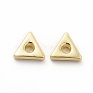 Alloy Beads, Long-Lasting Plated, Cadmium Free & Lead Free, Triangle, Light Gold, 6x8x2.5mm, Hole: 1.8mm(PALLOY-E024-05LG)
