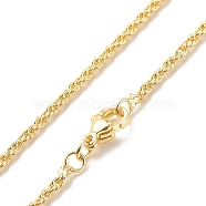 Brass Rope Chains Necklace for Women, Cadmium Free & Lead Free, Real 18K Gold Plated, 17.68 inch(44.9cm)(NJEW-P265-16G)