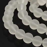 Transparent Glass Bead Strands, Frosted, Round, Clear, 10mm, Hole: 1.3~1.6mm, about 80pcs/strand, 31.4 inch(X-GLAA-S031-10mm-13)