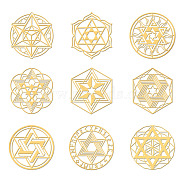 9Pcs Nickel Custom Self-adhesive Picture Stickers, Independence Day Metal Decals, Golden, Star of David, 40x40mm(DIY-WH0450-228)