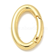 Rack Plating Brass Springs Gate Rings, Long-Lasting Plated, Lead Free & Cadmium Free, Oval, Real 18K Gold Plated, 29.5x19.5x4mm(KK-L224-090G)