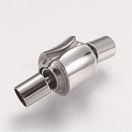 304 Stainless Steel European Clasps with Cord Ends, Column, Stainless Steel Color, 18x8x8mm, Hole: 3mm(STAS-F083-14P)