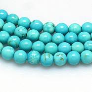 Natural Magnesite Beads Strands, Dyed & Heated, Round, 10mm, Hole: 1mm, about 38~40pcs/strand, 16 inch(TURQ-G103-10mm-01)