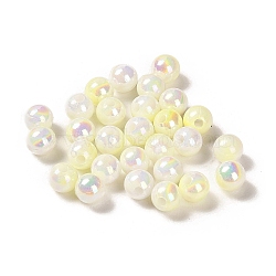 Opaque Acrylic Beads, Gradient Colorful, Round , Champagne Yellow, 6mm, Hole: 1.8mm, about 5000pcs/500g(OACR-Z016-01B-13)