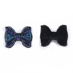 Resin Cabochons, with Glitter Powder, Bowknot, Prussian Blue, 8x10.5x2.5mm(CRES-N030-011-D01)