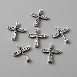 Tibetan Style Alloy Pendants, Maya Totem Stone Column, Antique Silver, 27x25x4.5mm, Hole: 1.8mm(FIND-CJC0009-51)