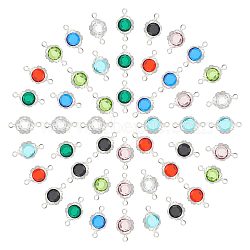 48Pcs 8 Colors Electroplated Natural Quartz Stainless Steel Faceted Flower Connector Charms, Stainless Steel Color, Mixed Color, 11.8x6.5x3mm, Hole: 1.2mm, 6pcs/color(STAS-UN0056-91)