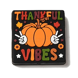 Thanksgiving Theme Silicone Beads, Dark Orange, Square, 29.5x29x8mm, Hole: 2mm(SIL-S006-05B)