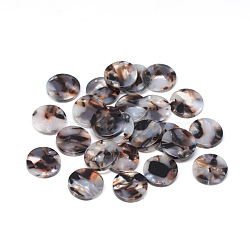 Cellulose Acetate(Resin) Pendants, Flat Round, Coconut Brown, 21.5~22x21.5~22x2.5mm, Hole: 1.5mm(KY-S139E-A320)