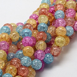 Crackle Glass Round Beads Strands, Colorful, 6mm, Hole: 1mm, about 62pcs/strand, 15.7 inch(CCG-E001-6mm-02)