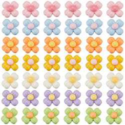 112Pcs 7 Colors Opaque Resin Decoden Cabochons, Flower, Mixed Color, 14x6mm, 16pcs/color(CRES-SC0003-08)