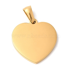 Ion Plating(IP) 304 Stainless Steel Pendants, Heart Charm, Golden, 21x20x2mm, Hole: 6.5x3.5mm(STAS-Q244-03G)