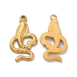 Ion Plating(IP) 304 Stainless Steel Pendants, Snake Charm, Golden, 26x14.5x2.5mm, Hole: 2mm(STAS-Q001-26G)