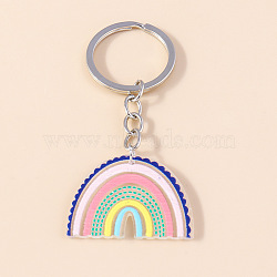 Acrylic Rainbow Pendant Keychain, Iron Key Ring Keychain, Colorful, 8cm(RABO-PW0001-078F)