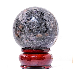 Natural Gemstone Sphere Ornament, Crystal Healing Ball Display Decorations with Base, for Home Decoration, 50mm(PW-WG15772-05)