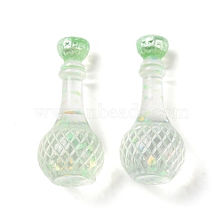 Dummy Bottle Transparent Resin Cabochon, with Sequins, Lawn Green, 34.5x15mm(RESI-E025-02B)
