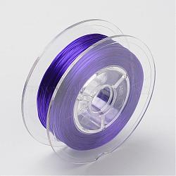 Japanese Eco-Friendly Dyed Flat Elastic Crystal String, Elastic Beading Thread, for Stretch Bracelet Making, Flat, Purple, 0.6mm, about 60m/roll(65.62yards/roll)(EW-F005-0.6mm-01)