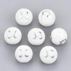 Electroplate Glass Beads, Round with Constellations Pattern, Platinum Plated, Libra, 10mm, Hole: 1.2mm(EGLA-S178-11I-01)