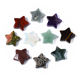 Natural Mixed Stone Star Shaped Worry Stones, Pocket Stone for Witchcraft Meditation Balancing, 30x31x10mm(G-T132-002A)