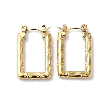 Rack Plating 304 Stainless Steel Hoop Earrings for Women, Bamboo, Real 18K Gold Plated, 26x16x3mm