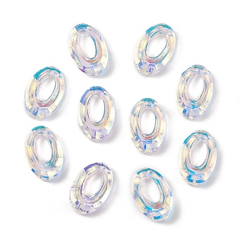Electroplate Glass Linking Rings, Crystal Cosmic Ring, Prism Ring, Faceted, Back Plated, Oval, WhiteSmoke, 20x13x4~5mm, Inner Diameter: 10x5.3mm
