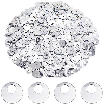 5Sets Iridescent PVC Paillette/Sequin Links, Flat Round, Gainsboro, 4~10x0.2mm, Hole: 1~4mm,