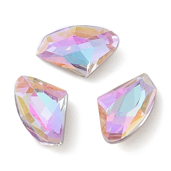 Glass Rhinestone Cabochons, Flat Back & Back Plated, Faceted, Axe, Vitrail Light, 14x9x4.5mm