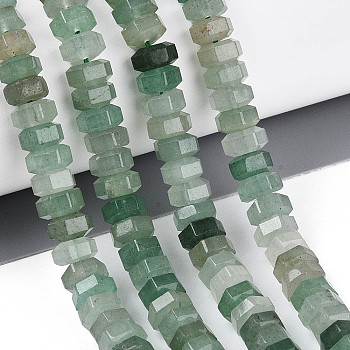 Natural Green Aventurine Beads Strands, Faceted, Hexagon, 6.5~7x3~3.5mm, Hole: 0.8~1mm, about 109~113pcs/strand, 14.76~15.16 inch(37.5~38.5cm)