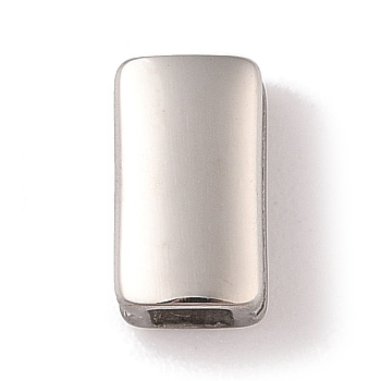 Non-Tarnish 304 Stainless Steel Slide Charms, Rectangle, Polished, Stainless Steel Color, 10x6x5mm, Hole: 3x3mm