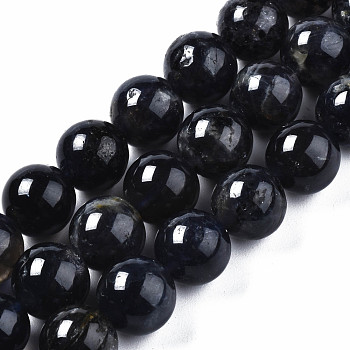 Natural Iolite/Cordierite/Dichroite Beads Strands, Round, 10mm, Hole: 1mm, about 41~42pcs/strand, 15.55 inch(39.5cm)