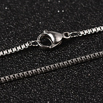 304 Stainless Steel Box Chain Necklaces, with Lobster Claw Clasps, Stainless Steel Color, 17.7 inch(45cm), 1.5mm