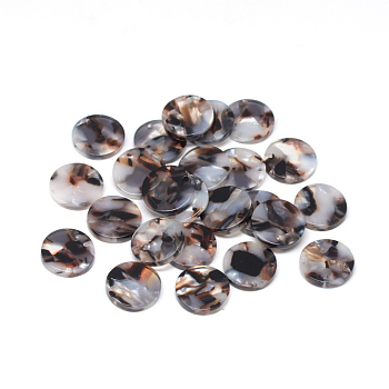 Cellulose Acetate(Resin) Pendants, Flat Round, Coconut Brown, 21.5~22x21.5~22x2.5mm, Hole: 1.5mm