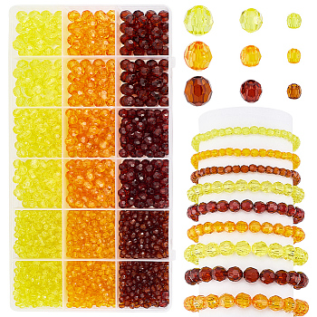 1590Pcs Transparent Acrylic Beads, Mixed Shapes, Faceted, Mixed Color, 4~8mm