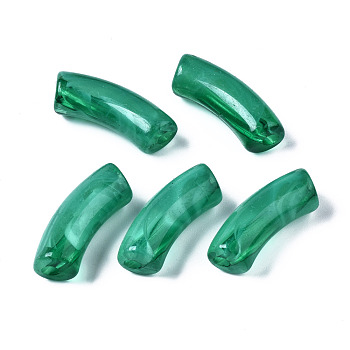 Acrylic Beads, Imitation Gemstone, Curved Tube, Green, 34.5x13x11mm, Hole: 3.5mm, about 155pcs/500g