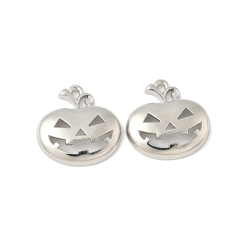 Alloy Pendants, Pumpkin, Cadmium Free & Lead Free, Rack Plating, Halloween Theme, Platinum, 19x19x3.5mm, Hole: 1.2mm