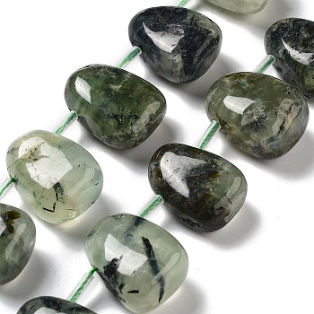 Natural Prehnite Beads Strands, Teardrop, Top Drilled, 22.5~26x14.5~19x12~14.5mm, Hole: 0.9mm, about 8~9pcs/strand, 7.48''~8.66''(19~22cm)