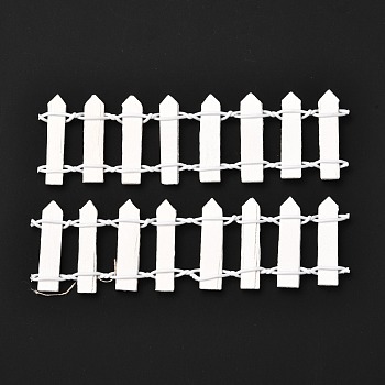 Miniature Fairy Garden Fence, DIY Wood Picket Fence Mini Ornament for Dollhouse, Decorative Fence Fencing for Outdoor or House Decor, White, 101~110x28~29x4.5~5mm